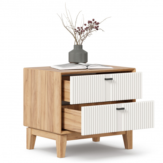 Бари Тумба прикроватная (Дуб Золотой/Белый)