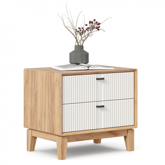 Бари Тумба прикроватная (Дуб Золотой/Белый)