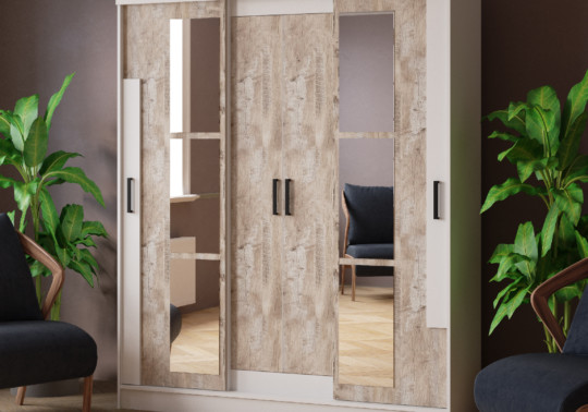 Шкаф-купе Твист белый/дуб юкон