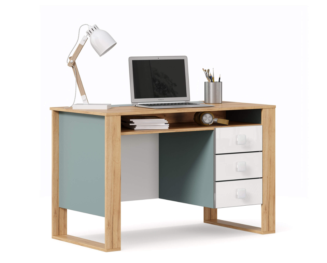 Агата Стол (Дуб Золотой/Белый/Сумеречный голубой)