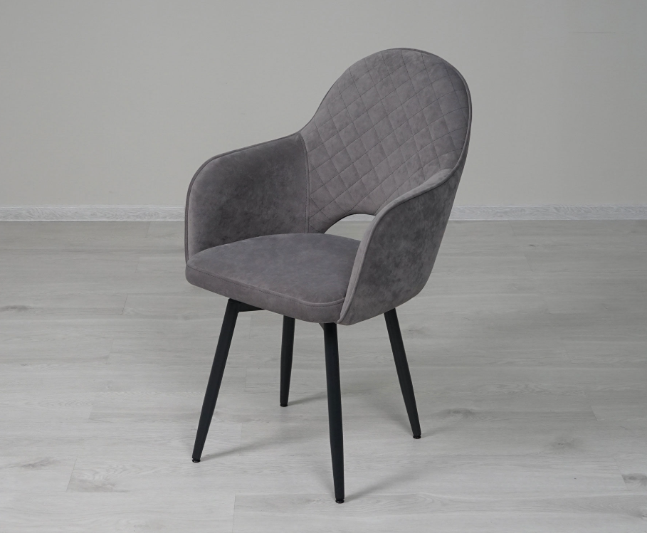 Стул-кресло Велюр Леон (01) Даллас серый-Черный