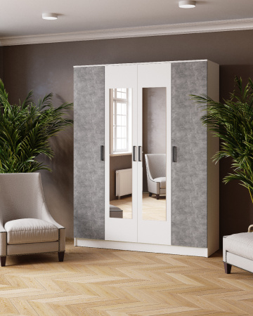 Шкаф комбинированный Ларс (1,6) белый/ателье светлое