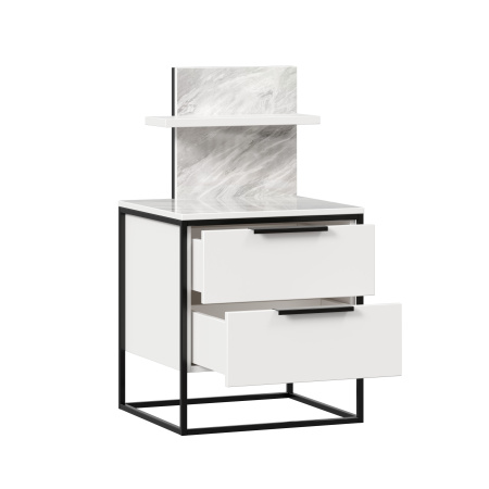Норд Тумба прикроватная с полкой (Белый/Статуарио) Норд Тумба прикроватная с полкой (Белый/Статуарио)