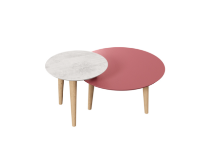 Стол журнальный Тип 7 двойной (Белый камень/Роял вуд бордо).