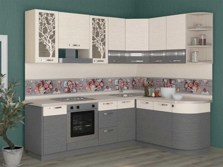 Кухонный гарнитур угловой Графит 40 (ширина 242х173 см)  Кухонный гарнитур угловой Графит 40 (ширина 242х173 см)