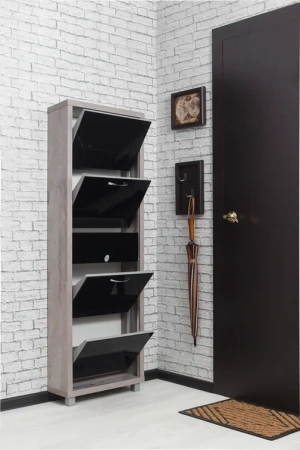 Обувница Люкс стекло черное Шкафы 4-х секционные Плюс