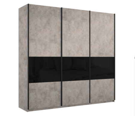 Шкаф-купе Широкий Прайм 3-х дверный (3 секции ДСП/стекло черное)