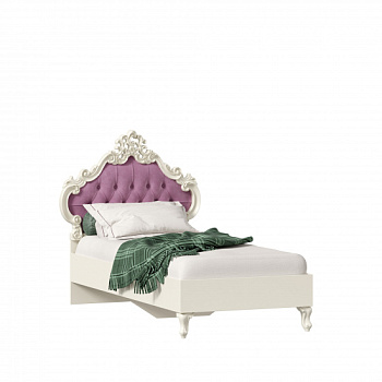 Маркиза Кровать односпальная 900 с мягким изголовьем (Алебастр/Сиреневый) Маркиза Кровать односпальная 900 с мягким изголовьем (Алебастр/Сиреневый)