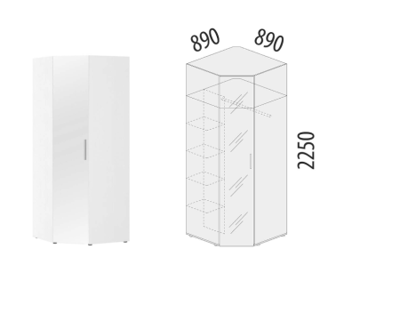 Шкаф угловой с зеркалом (лев/прав) Николь 901.09