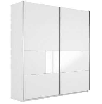 Шкаф-купе Широкий Прайм 2-х дверный (3 секции ДСП/стекло белое) Шкаф-купе Широкий Прайм 2-х дверный (3 секции ДСП/стекло белое)