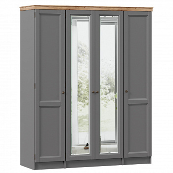 Амели Шкаф четырехстворчатый с 2 зеркалами и карнизом (Оникс Серый) Амели Шкаф четырехстворчатый с 2 зеркалами и карнизом (Оникс Серый)