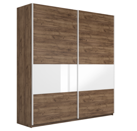 Шкаф-купе Широкий Прайм 2-х дверный (3 секции ДСП/стекло белое)