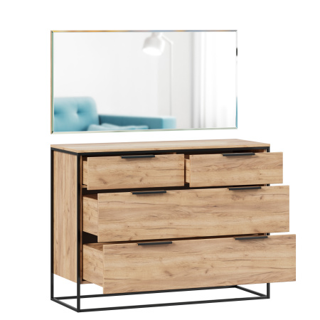 Норд Комод 1190 с 4 ящиками с зеркалом (Дуб Золотой)