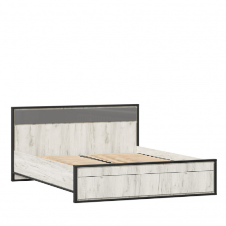 Техно Кровать двуспальная 1600 (Дуб Крафт белый/Серый шифер)