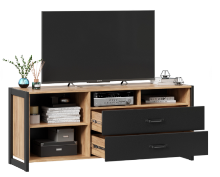 Техно Тумба под ТВ (Дуб Золотой/Чёрный) Техно Тумба под ТВ (Дуб Золотой/Чёрный)