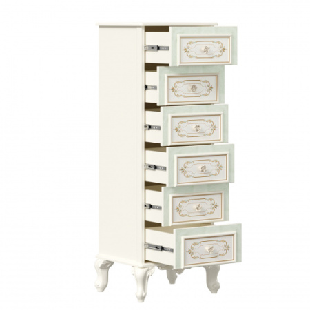 Луиза Комод высокий с 6 ящиками (Алебастр)