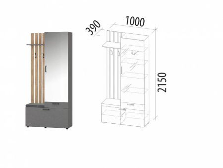 Мини-прихожая с крючками (лев/прав) Денвер 400.07