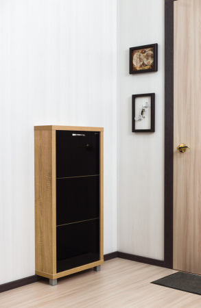 Обувница Люкс стекло черное Шкафы 3-х секционные