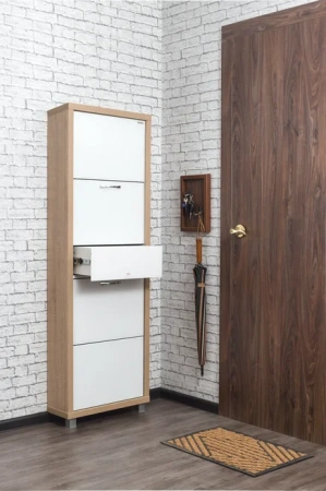 Обувница Люкс стекло белое Шкафы 4-х секционные Плюс