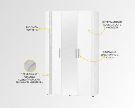 Шкаф трехдверный с зеркалом (лев/прав) Николь 901.12