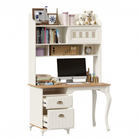 Вилладжио Стол письменный с надстройкой (Алебастр/Дуб золотой)