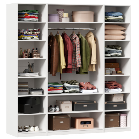 Норд Шкаф четырехстворчатый с зеркалами (Белый/Статуарио)