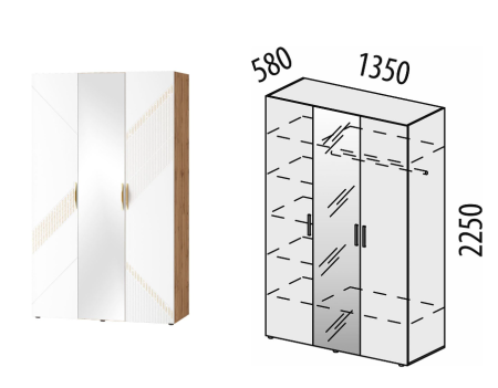 Шкаф трехдверный с зеркалом Монако 903.12