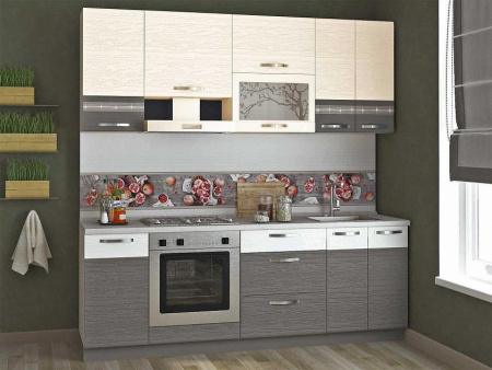 Кухонный гарнитур Графит 22 (ширина 220 см)  Кухонный гарнитур Графит 22 (ширина 220 см)