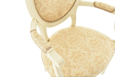 Стул из массива Медальон с подлокотниками с мягкой спинкой и сиденьем 
