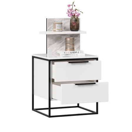 Норд Тумба прикроватная с полкой (Белый/Статуарио) Норд Тумба прикроватная с полкой (Белый/Статуарио)