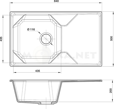 Кухонная мойка GRANFEST GF-U-840L