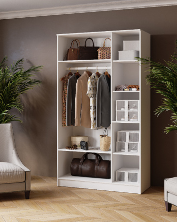 Шкаф комбинированный Ларс (1,2) с зеркалом белый