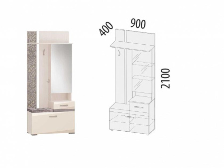 Мини-прихожая с крючками (лев/прав) Фреска 48.07.1