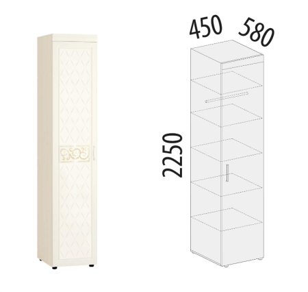 Шкаф-пенал (лев/прав) Тиффани 93.10