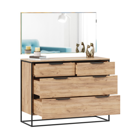 Норд Комод 1190 с 4 ящиками с зеркалом (Дуб Золотой)