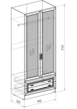 Шкаф 2х с ящиками