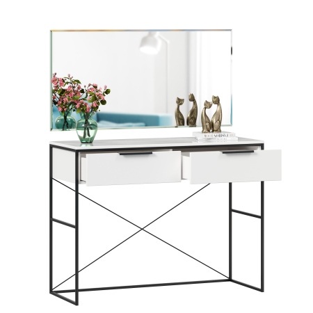 Норд Стол туалетный с зеркалом (Белый/Статуарио)