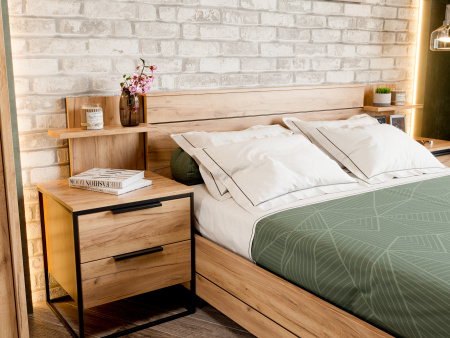 Норд Кровать двуспальная 1400 (Дуб Золотой)