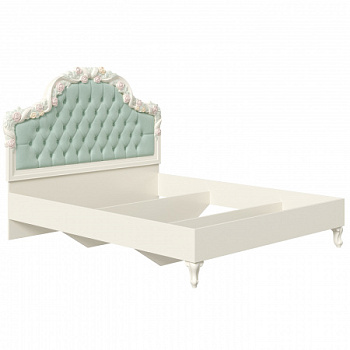 Луиза Кровать 1600 с мягким изголовьем без основания (Алебастр/Мятный) Луиза Кровать 1600 с мягким изголовьем без основания (Алебастр/Мятный)
