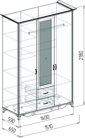 №2 Шкаф 3х (Версаль) №2 Шкаф 3х (Версаль)