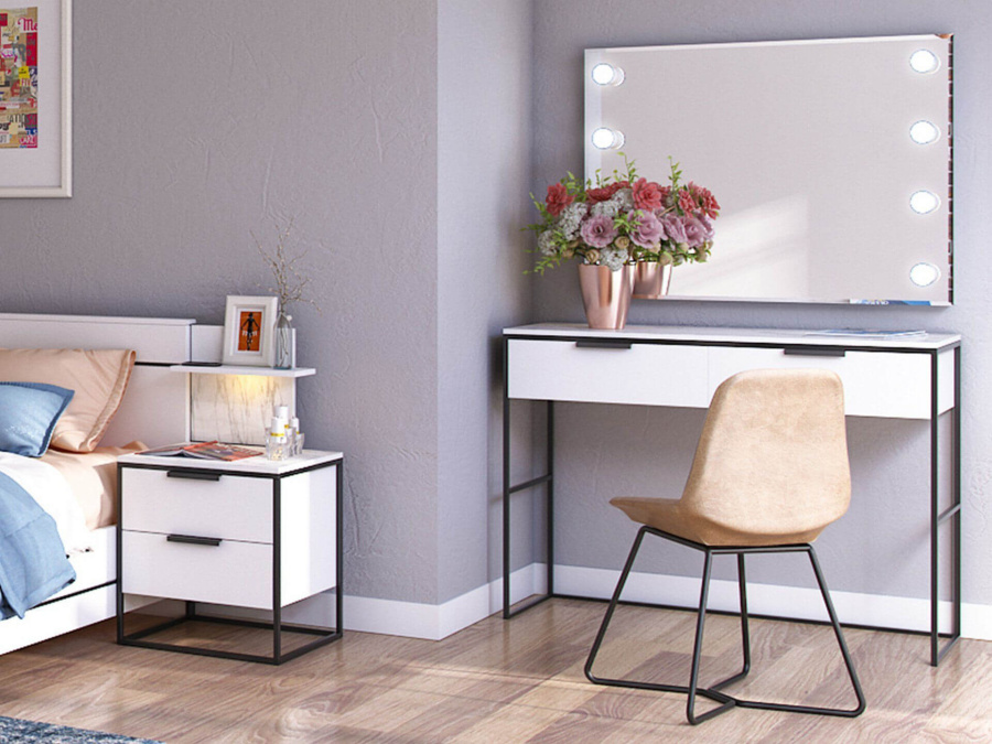 Коллекция Спальня Норд(Белый/Статуарио)