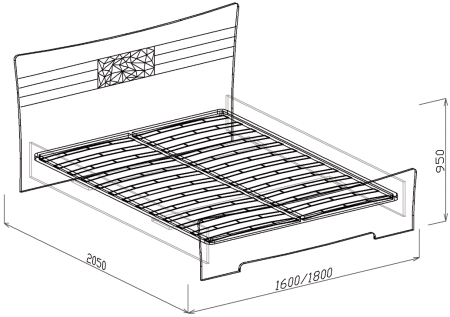 №1 Кровать 1.4 ( с основанием ) Роберта №1 Кровать 1.4 ( с основанием ) Роберта
