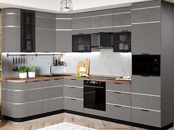 Кухонный гарнитур угловой с витриной Грейс 26