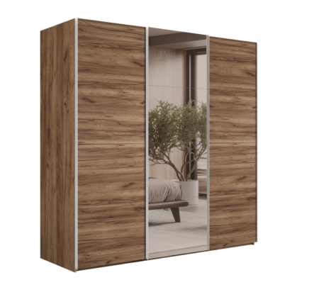 Шкаф-купе Эста 3-х дверный Медиум (4 посредине) (4 Стекла пудра / 8 ЛДСП)