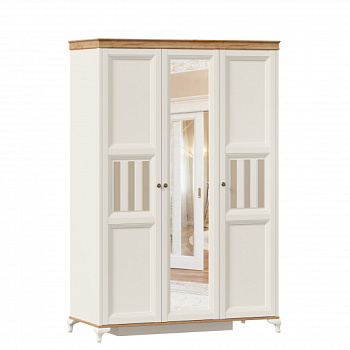 Вилладжио Шкаф трехстворчатый с зеркалом (Алебастр/Дуб Золотой) Вилладжио Шкаф трехстворчатый с зеркалом (Алебастр/Дуб Золотой)