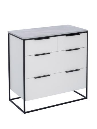 Норд Комод 890 с 4 ящиками (Белый/Статуарио)