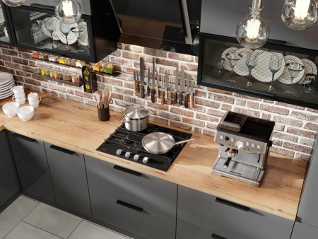 Герда Угловой кухонный гарнитур 3600*3000 (Черный/Антрацит глянец)