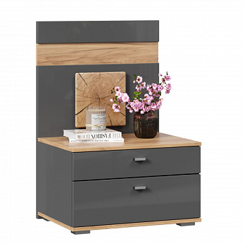 Фиджи Тумба прикроватная с декоративным щитом (Дуб Золотой/Антрацит) Фиджи Тумба прикроватная с декоративным щитом (Дуб Золотой/Антрацит)