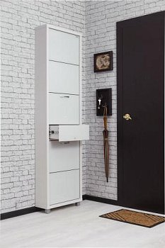 Обувница Люкс стекло белое Шкафы 5-ти секционные Плюс