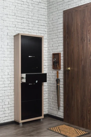 Обувница Люкс стекло черное Шкафы 4-х секционные Плюс